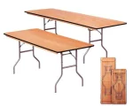 6'/8' x 30" rectangle wood table, with metal fold-out legs